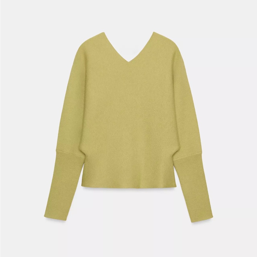 Zara V Neck knit jumper in light green